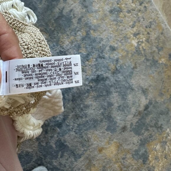 Zara Medium trendy, stylish, cream/ bronze button down Bohemian crochet sweater - Picture 8 of 12